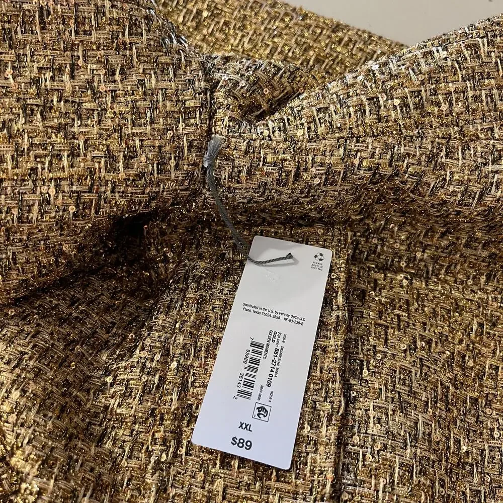 Liz Claiborne Textured Gold Speckled Snap Button Bomber Jacket Size XXL NEW